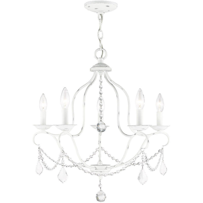 24" Five Light Dimmable Chandelier With Shades - Antiqued White