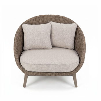 Signature Design by Ashley Laguna Heights beige lounge chair with cushion, upholstered frame and sloped arms