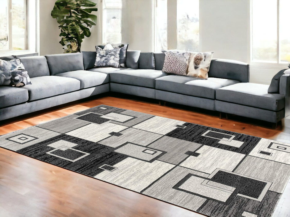 8' x 10' Abstract Dhurrie Polypropylene Area Rug - Gray