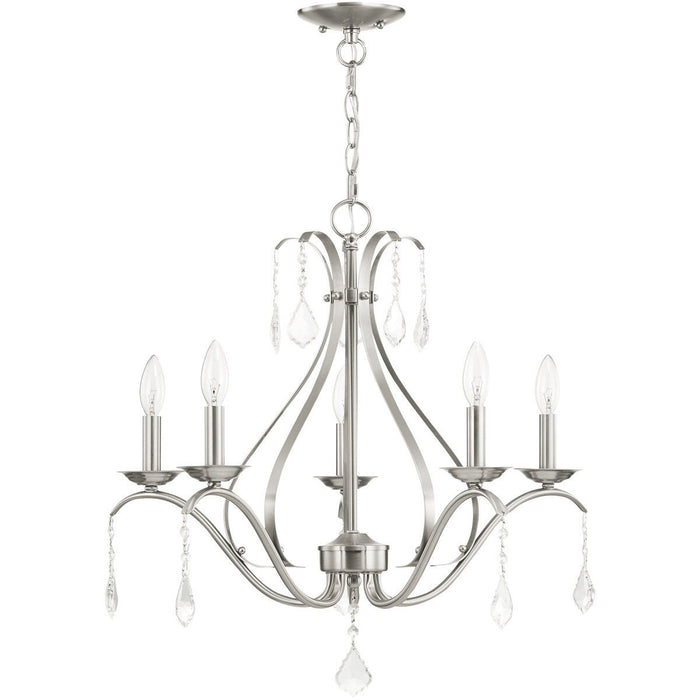 23" Five-Light Dimmable Chandelier With Shades - Nickel