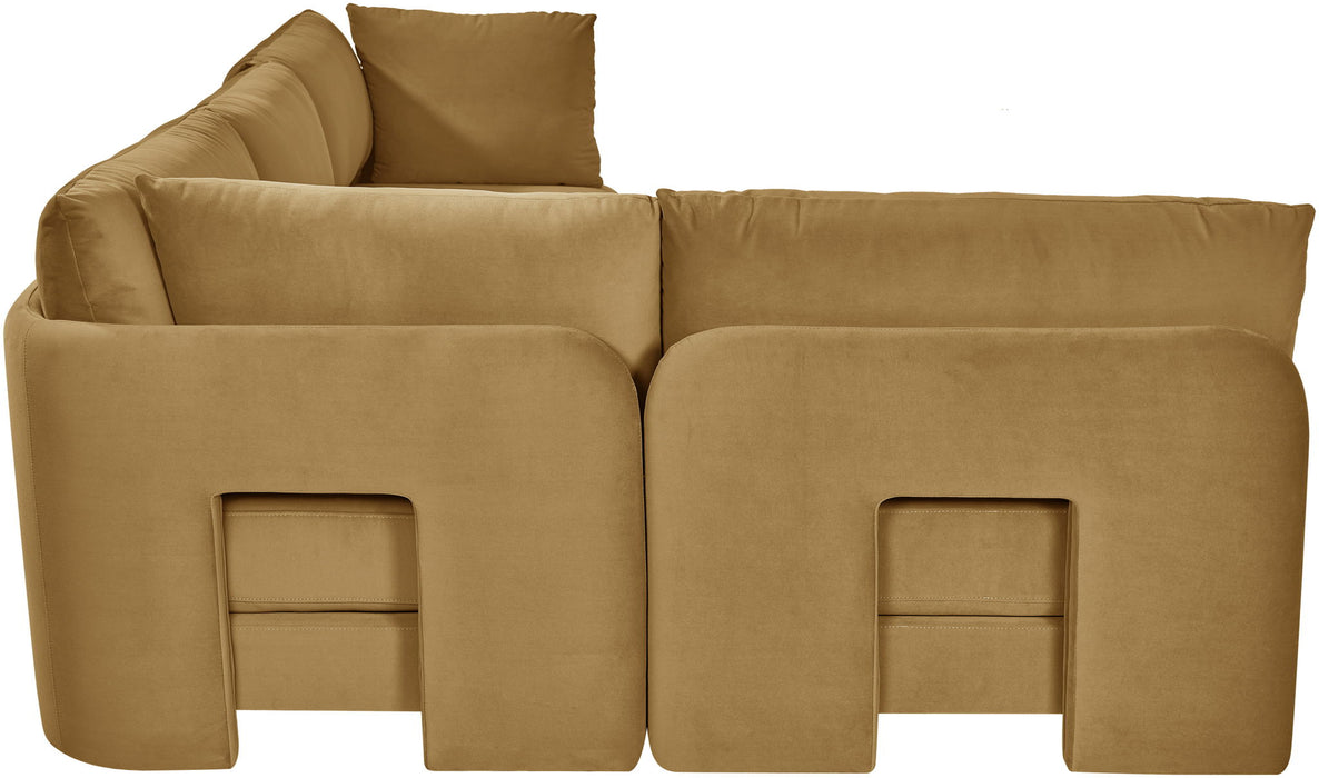 Meridian Furniture Hammond velvet performance fabric 4-piece armless sectional sofa, stationary living room furniture, neutral color