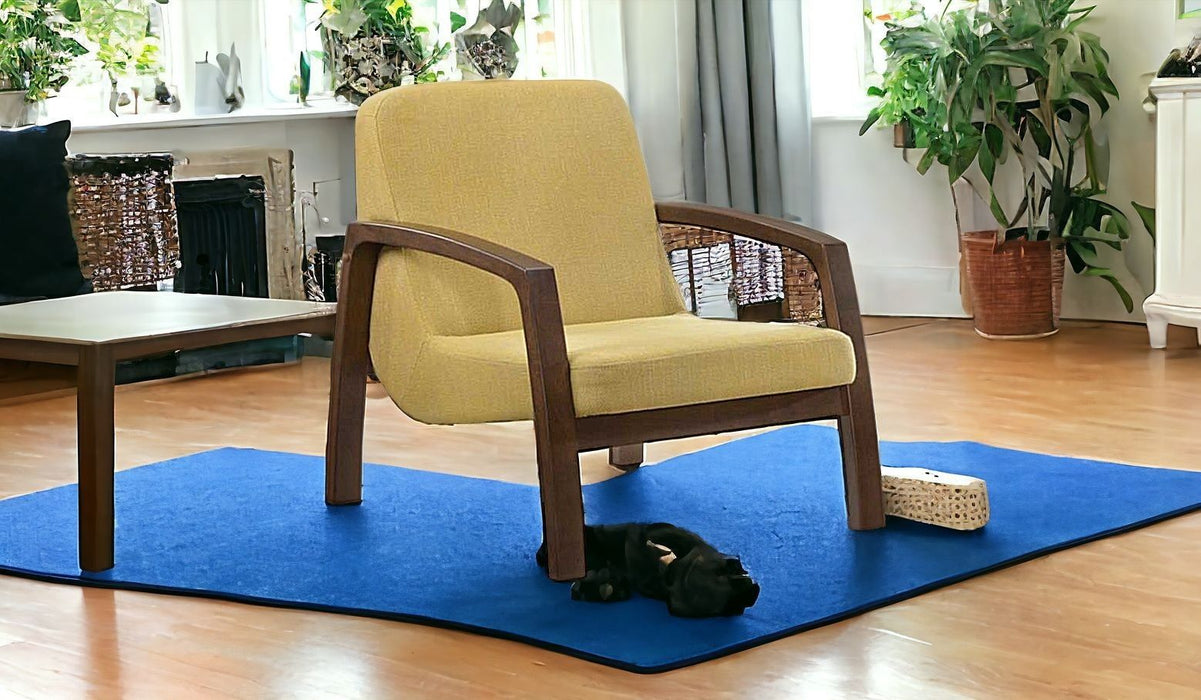 Retro Modern Wood Armchair - Gold And Walnut