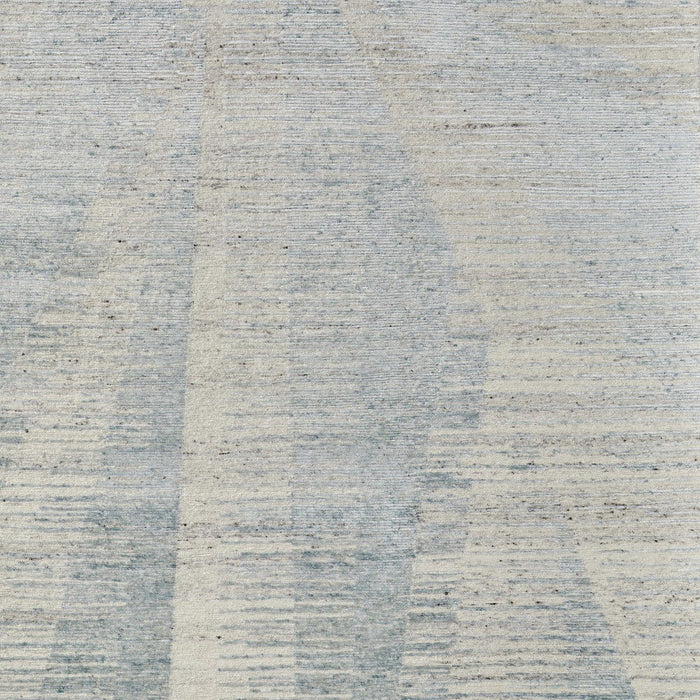 3' x 5' Abstract Hand Knotted Worn Faded Area Rug - Blue And Ivory