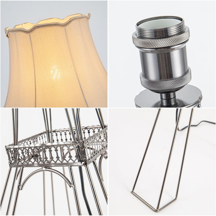 LED Light Changing Floor Lamp With Beige Bell Shade - Brass