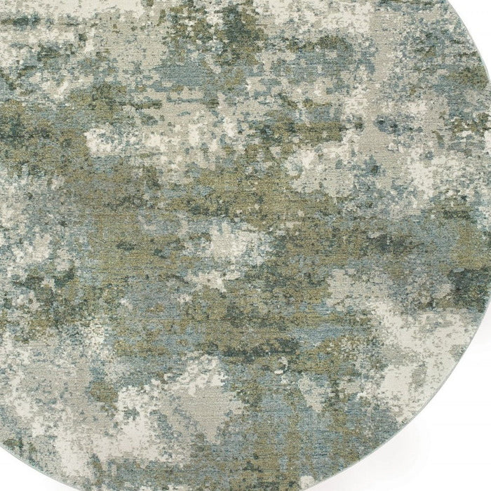 8' Round Power Loom Area Rug - Blue Green
