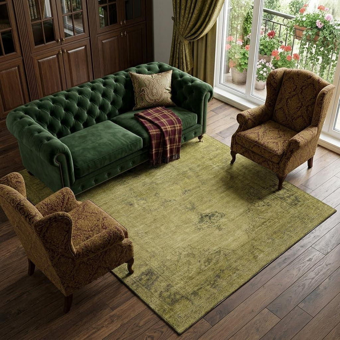 10' X 14' Oriental Washable Area Rug With UV Protection (654886) - Gold / Wheat