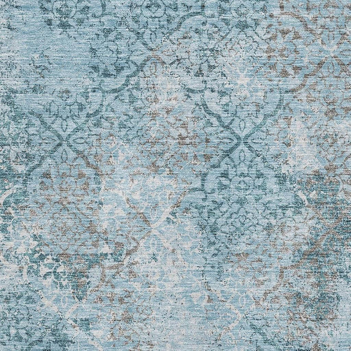 14' X 10' Transitional Abstract Washable Area Rug With UV Protection - Teal / Gray