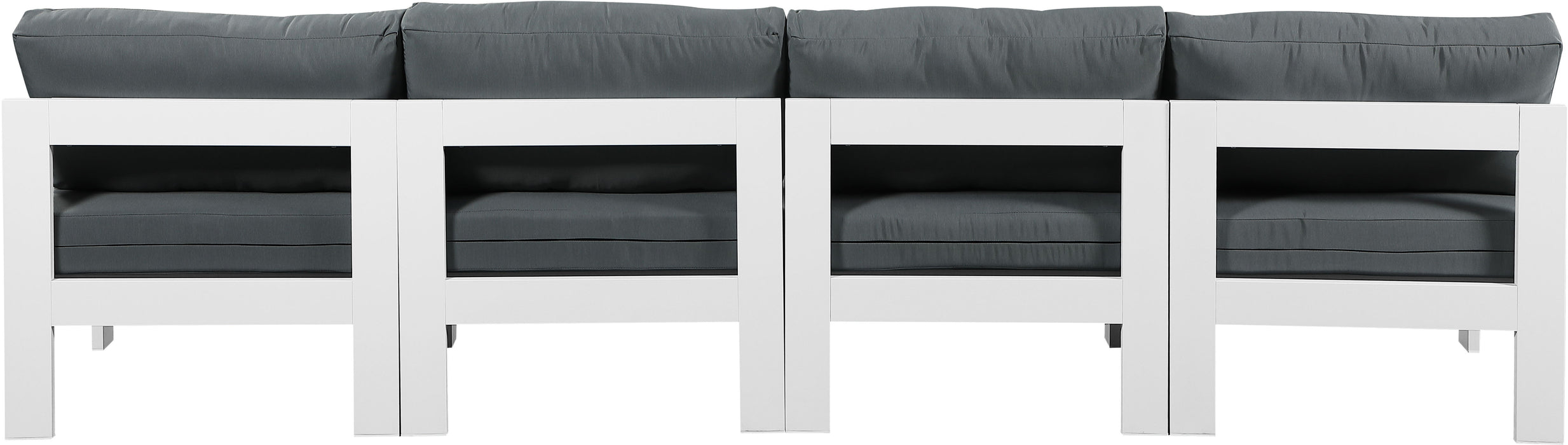 Nizuc - Outdoor Patio 4 Seat Armless Modular Sofa With White Frame