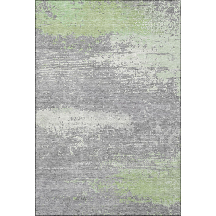 10' X 14' Abstract Washable Area Rug With UV Protection (701063) - Artichoke Green / Gray / Silver