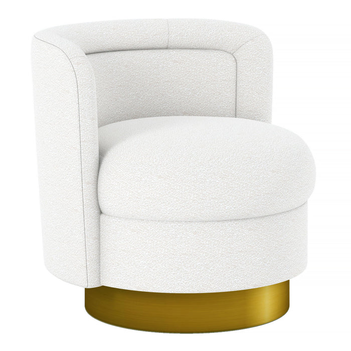 Boucle Swivel Slipper Chair - White And Gold