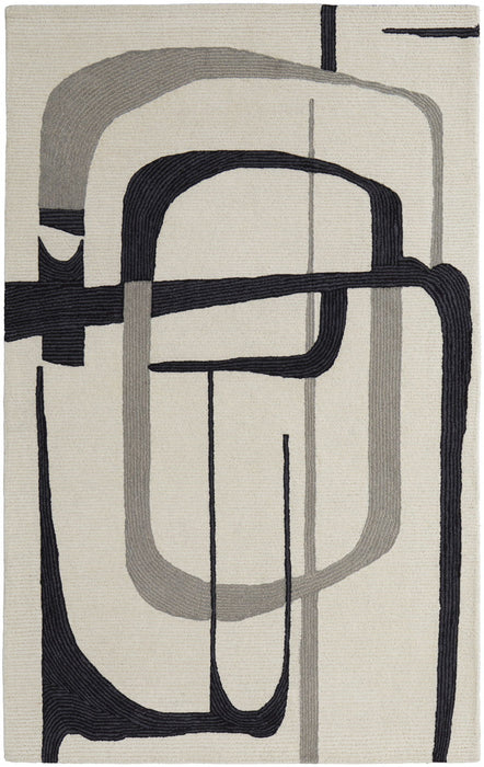 9' x 12' Wool Abstract Hand Tufted Modern Area Rug - Gray And Ivory