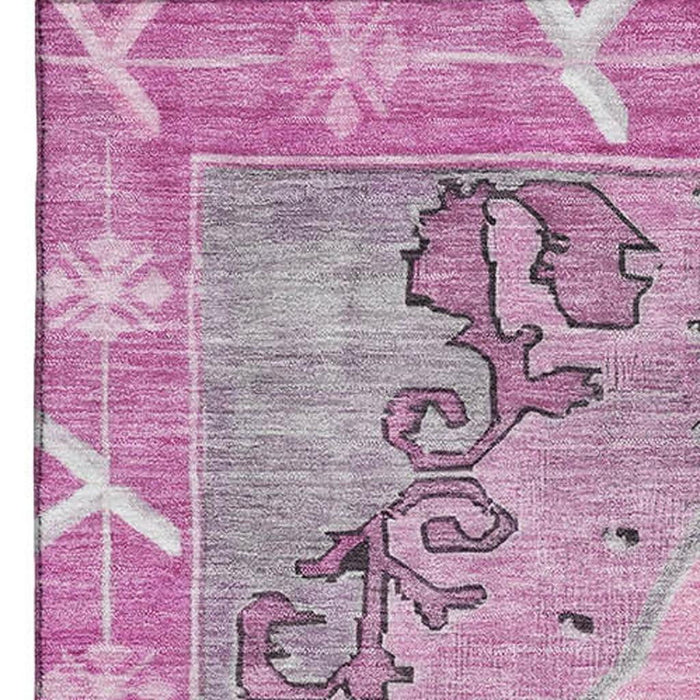10' X 14' Oriental Washable Area Rug With UV Protection (699478) - Pink / Gray