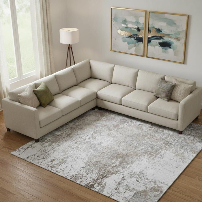 10' X 14' Abstract Washable Area Rug With UV Protection (700679) - Brown / Ivory
