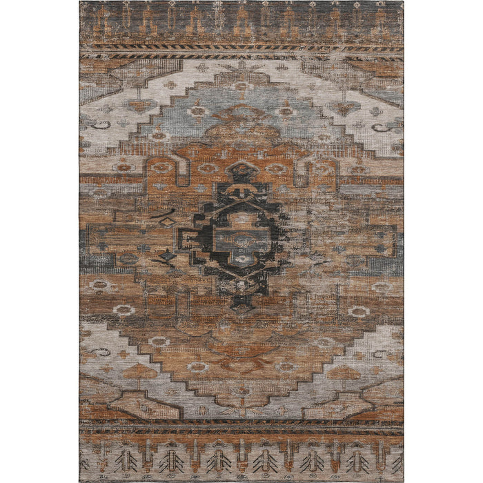 10' X 14' Oriental Washable Area Rug With UV Protection (701057) - Terra Cotta / Gray / Beige