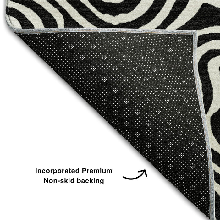 10' X 14' Abstract Washable Area Rug With UV Protection (680843) - Black / Ivory