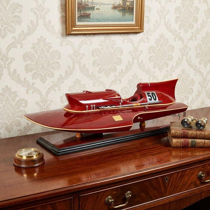 Hand Painted Decorative Boat - Red