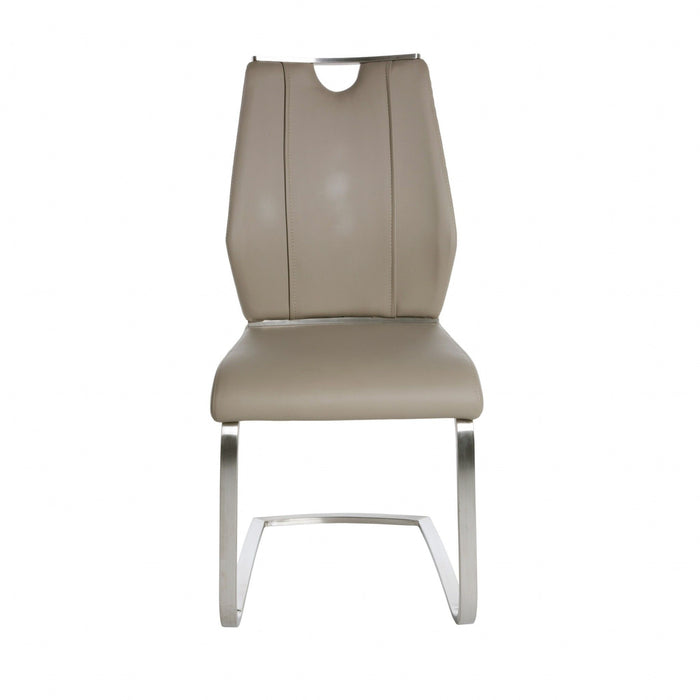 Leather Dining Side Chairs (Set of 2) - Taupe