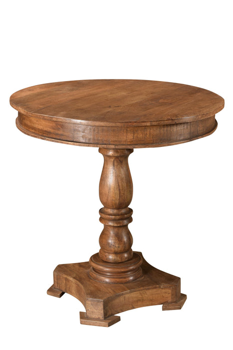 30" Wood Rounded Solid Wood Pedestal Base Dining Table - Natural