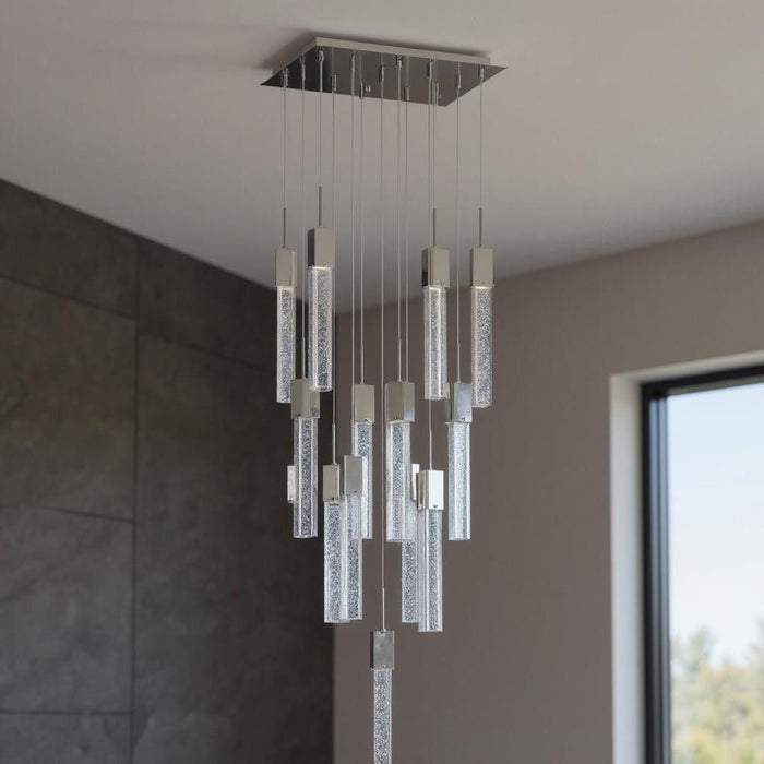 Multi Light Metal Dimmable Chandelier With Clear Shades - Silver