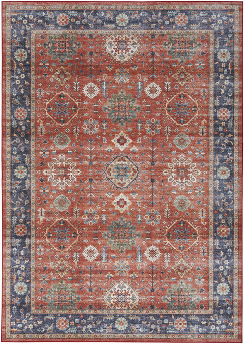 5' X 7' Oriental Distressed Area Rug (553244) - Rust / Blue / White