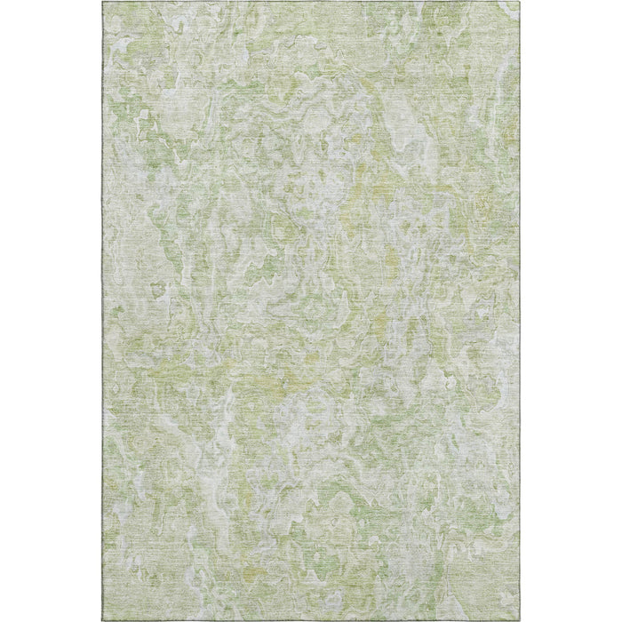10' X 14' Abstract Washable Area Rug With UV Protection - Green And Ivory