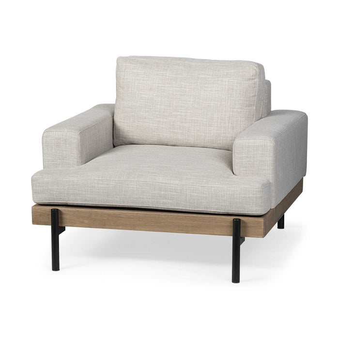41" Fabric Arm Chair - Cream And Black