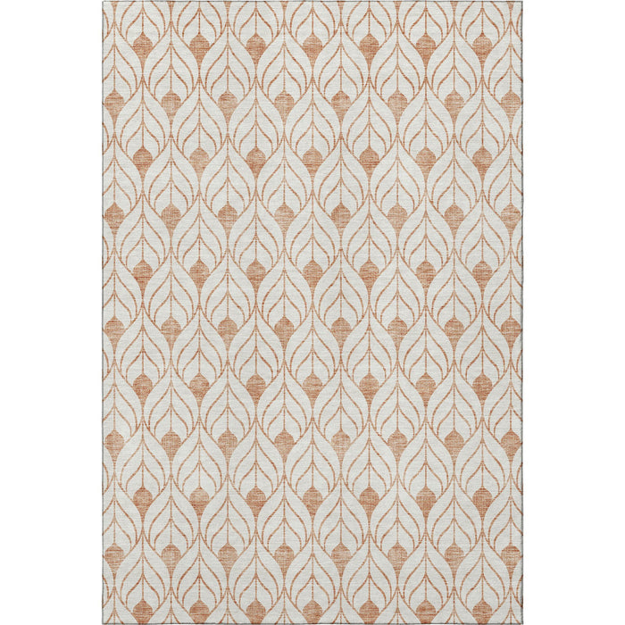 10' X 14' Geometric Washable Area Rug With UV Protection (673747) - Salmon / Ivory