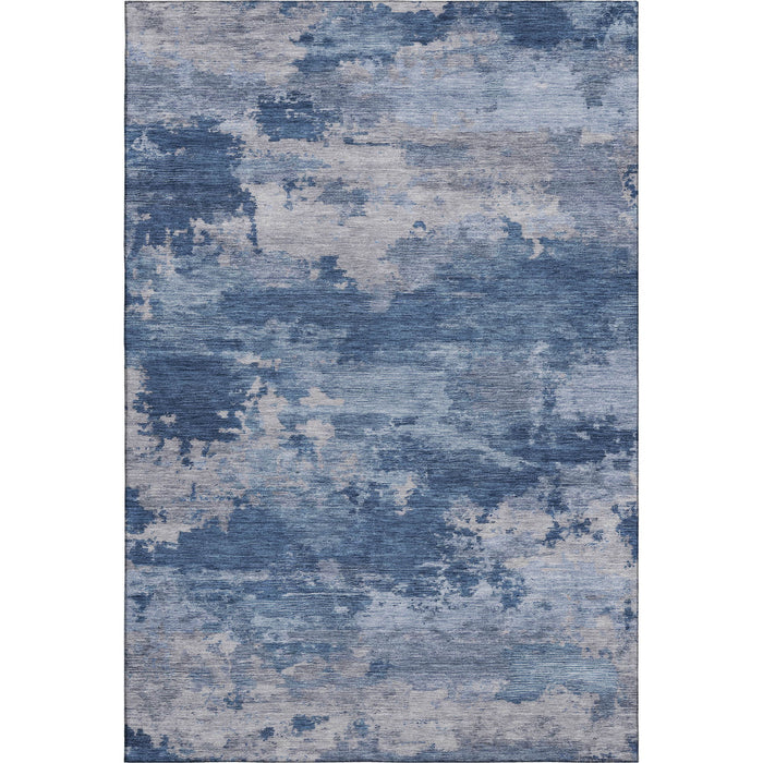10' X 14' Abstract Washable Area Rug With UV Protection (717194) - Navy Blue / Denim Blue