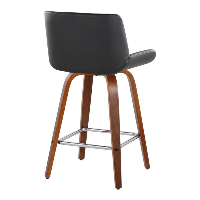 Santi - 25" Fixed-Height Counter Stool With Swivel - Walnut Wood (Set of 2)