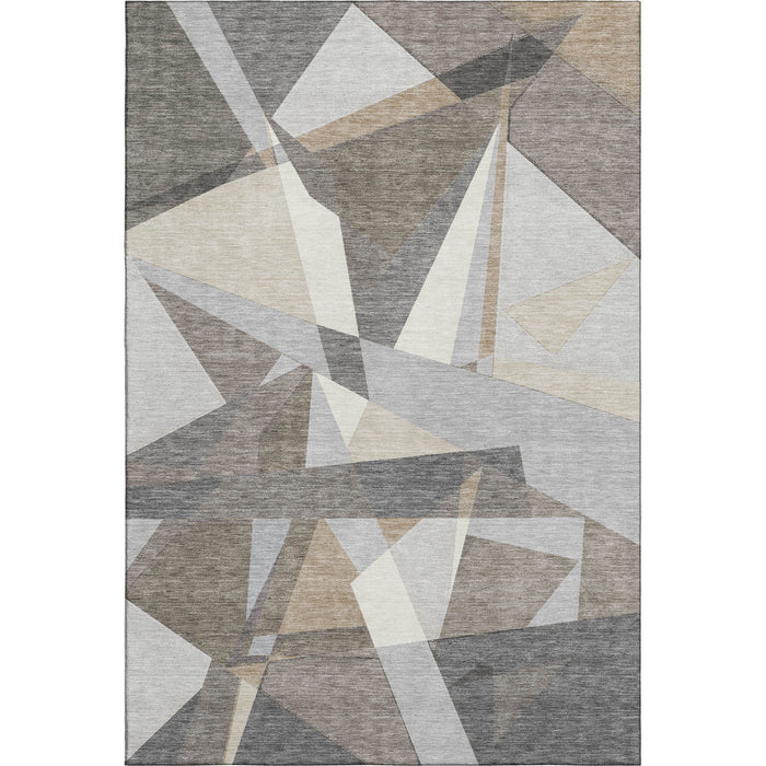 10' X 14' Geometric Washable Area Rug With UV Protection (694767) - Taupe / Ivory / Gray