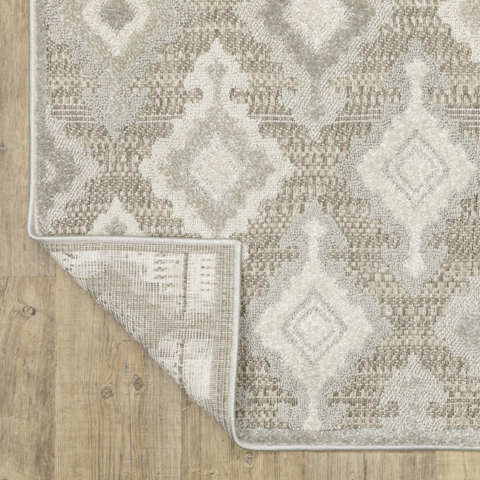 8' X 11' Oriental Area Rug - Beige And Gray