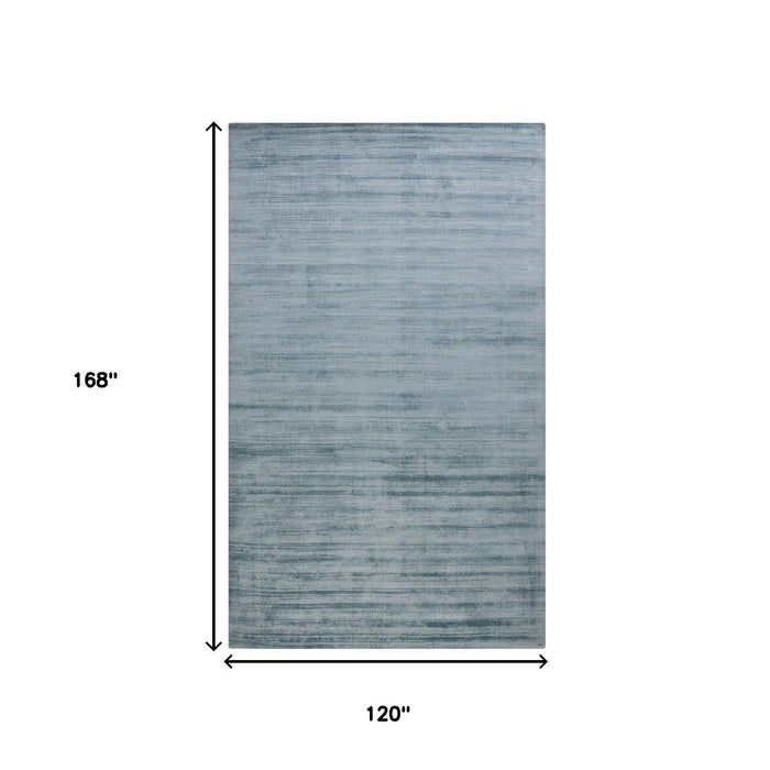 10' X 14' Striped Hand Woven Area Rug - Light Blue And Dark