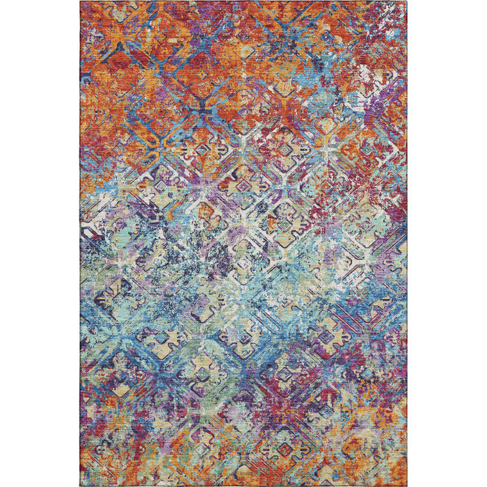10' X 14' Diamond Washable Area Rug With UV Protection - Copper