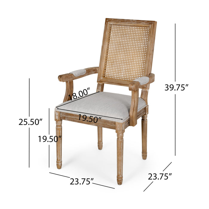 Elegant French Country Style Dining Chair With Cane Backrest