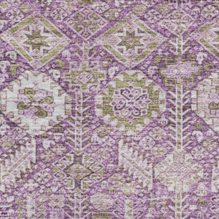 9' X 12' Tribal Washable Area Rug With UV Protection (649881) - Lavender / Ivory