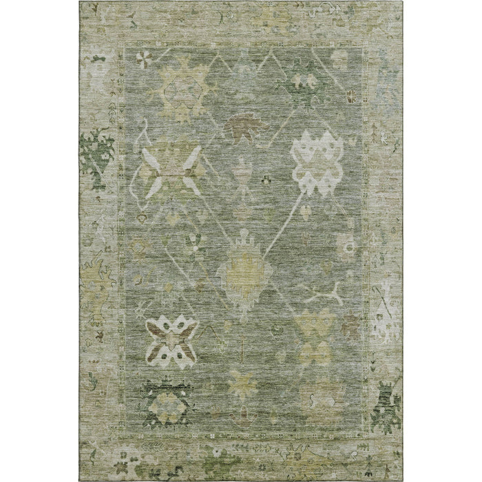 10' X 14' Oriental Washable Area Rug With UV Protection (714991) - Sage / Beige