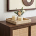Michael Meridian Furniture travertine tray with a rectangular shape and natural stone surface, ideal for serving or decorative use.