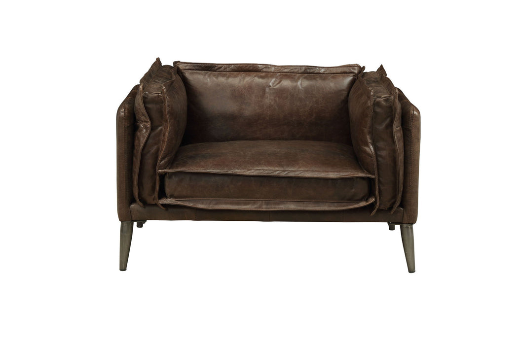 Top Grain Leather And Black Chair And A Half 47" - Distress Chocolate