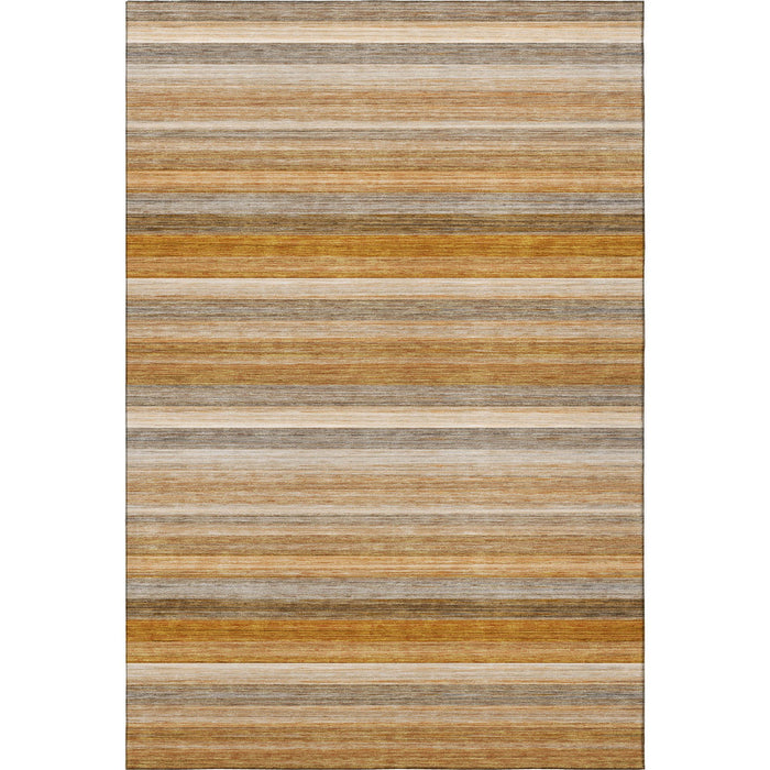 9' X 12' Striped Washable Area Rug With UV Protection (648051) - Rust / Gray / Ivory