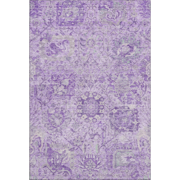 10' X 14' Damask Washable Area Rug With UV Protection (684328) - Lavender / Ivory