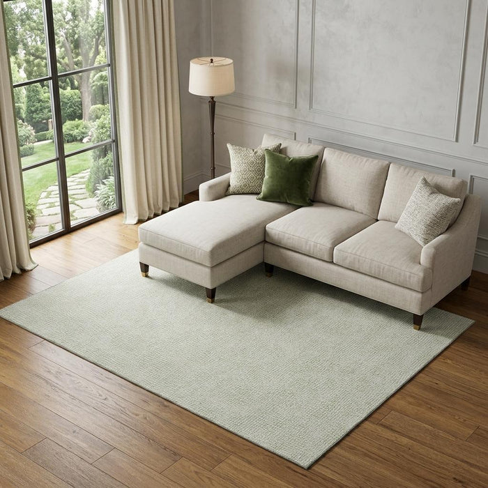 10' X 14' Geometric Washable Area Rug With UV Protection (682889) - Artichoke Green / Ivory