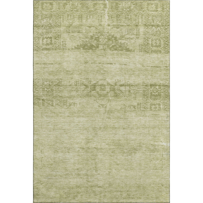 10' X 14' Oriental Washable Area Rug With UV Protection (695924) - Artichoke Green / Beige