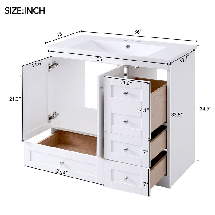 Giga shaker free standing bathroom vanity cabinet with sink, soft close drawers and doors, modern bathroom storage solution