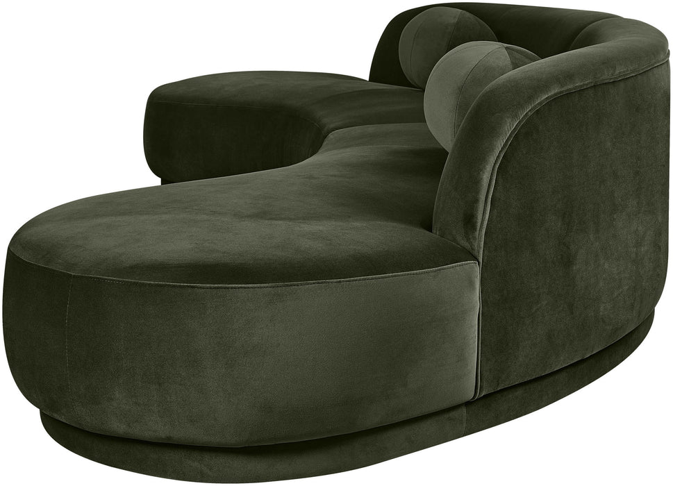 Avra Meridian Furniture velvet upholstered sectional sofa in neutral tones, showcasing plush seating and modern design.
