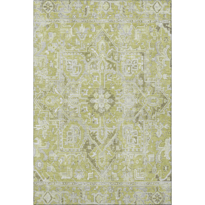 9' X 12' Oriental Washable Area Rug With UV Protection (649695) - Fern Green / Ivory