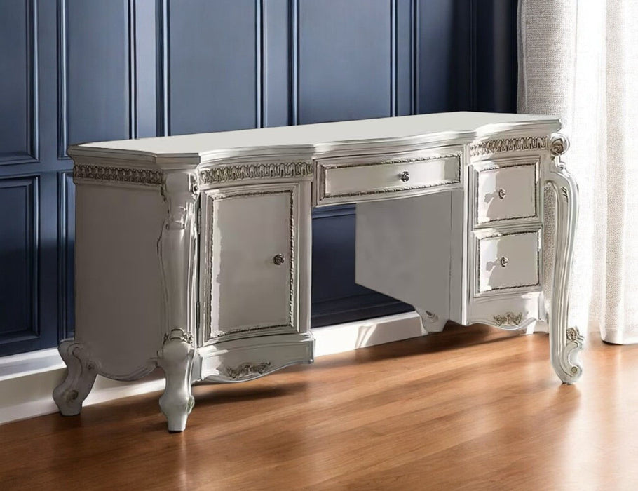 62" Wood Vanity Table With Three Drawers - Pearl