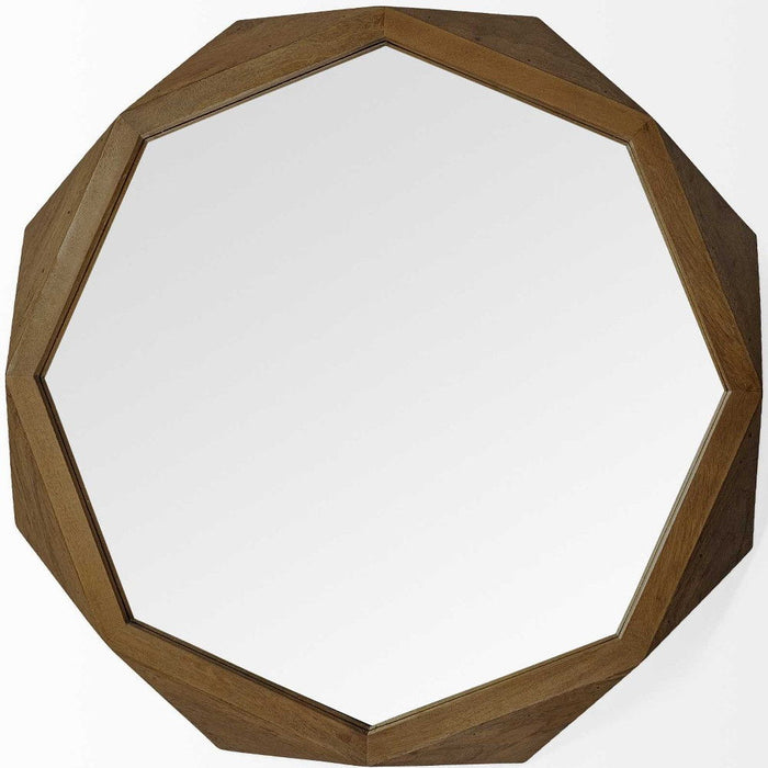 41" Octagon Frame Wall Mirror - Brown