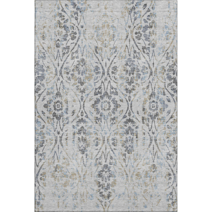 10' X 14' Floral Washable Area Rug With UV Protection (669054) - Gray / Blue
