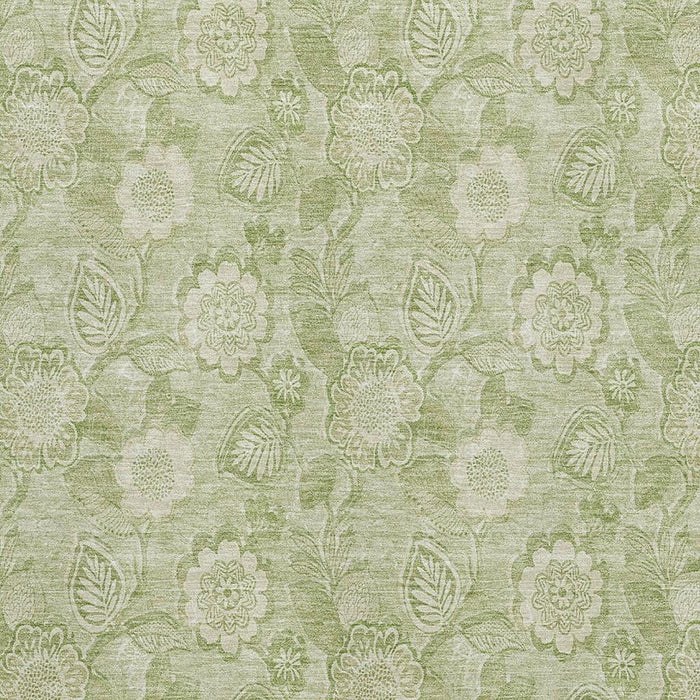 10' X 14' Floral Washable Area Rug With UV Protection (708808) - Sage / Beige