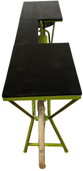 71" Solid Wood And Metal Bike Kitchen Cart - Green